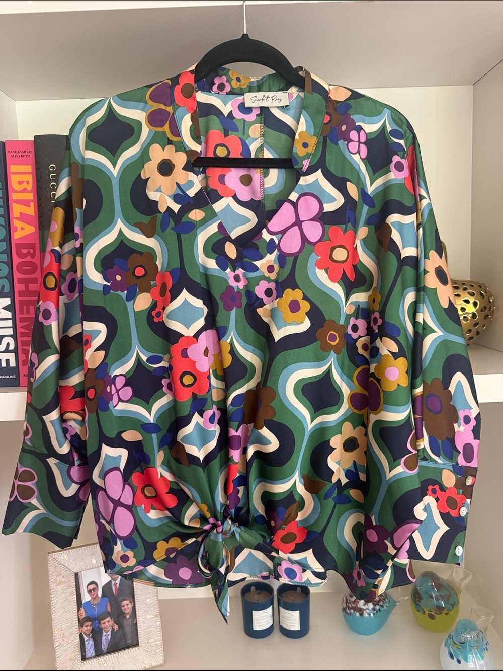 Zara Multicolor Floral Tie-Front Blouse